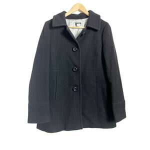 J.Crew Single-Breasted Black Wool Winter Pea Coat Size 8
